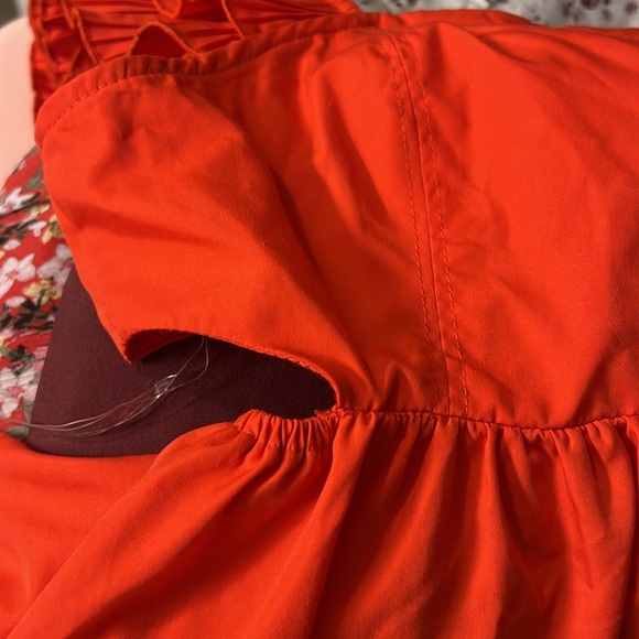 Vici Red Cotton Flutter Sleeve Tie-Back Dress | Size Small - Picture 7 of 7